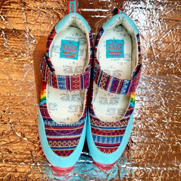 Tigerbear Republik turquoise Aztec tapestry pattern sneakers EUC - Picture 5 of 16